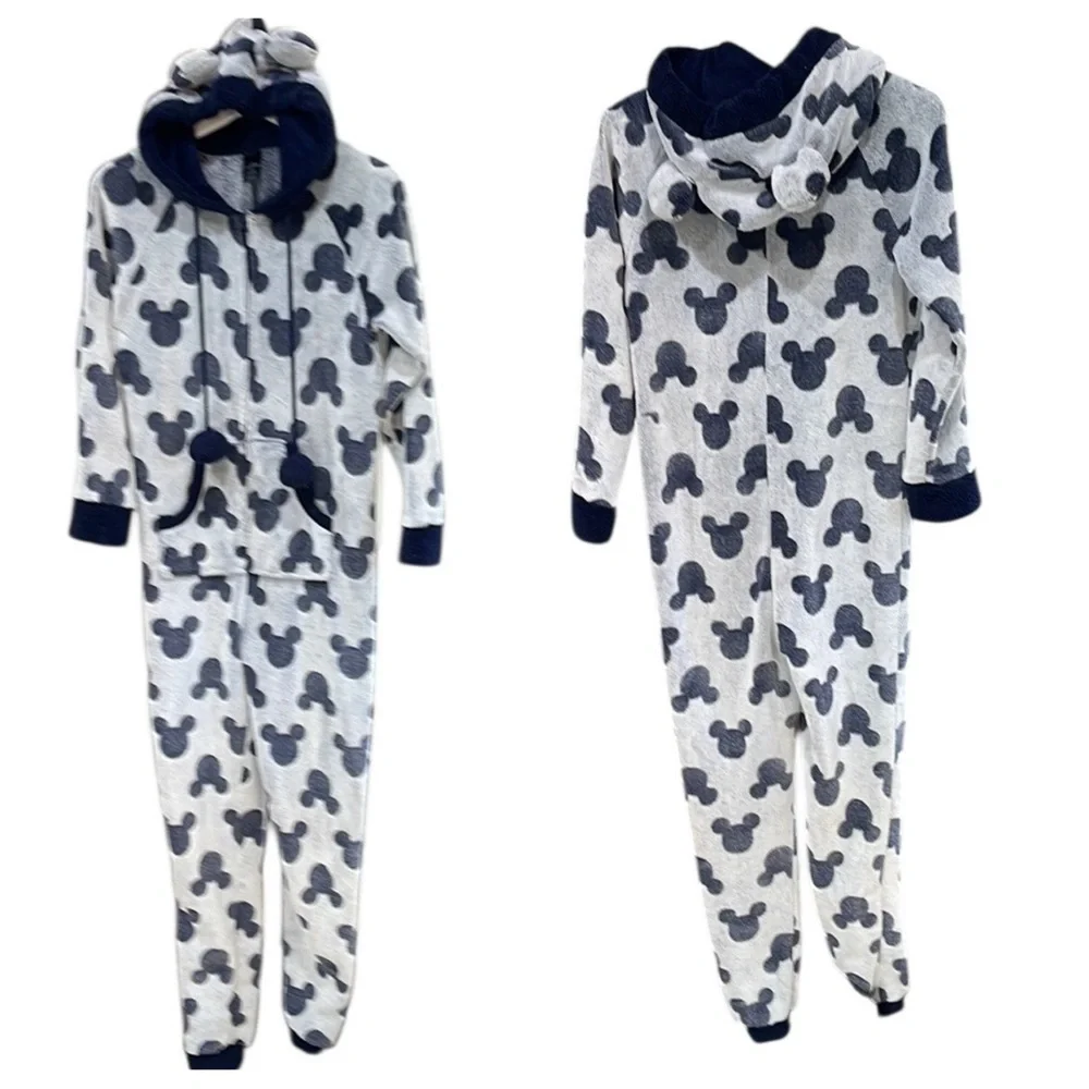 Disney Plush Hooded Onesie Mickey Mouse Pajamas SZ XS Oversized - Picture 3 of 9